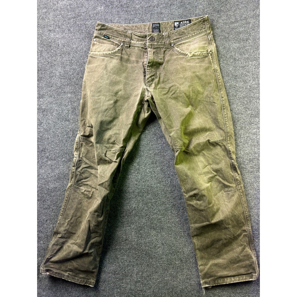 Kuhl Pants Mens 32x30 Green Vintage Patina Dye Articulated Knee Outdoor Utility‎